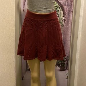 Hollister high waisted knit mini skater deep red maroon burgundy skirt size M